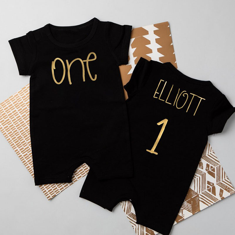 Personalized Minimalist One Gold Shorts Slim Fit Romper