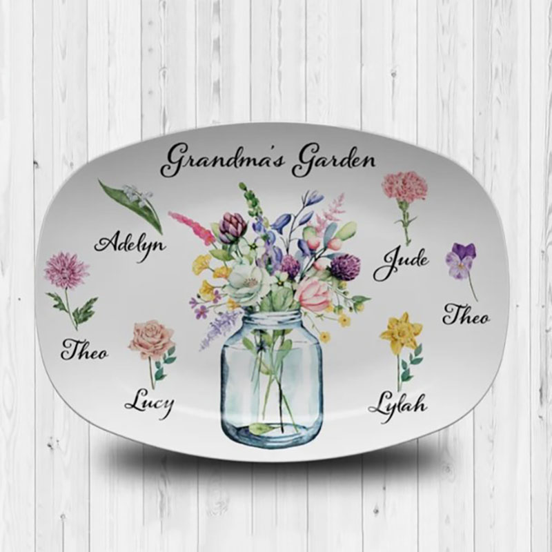Birth Month Flower Plate Grandparent Gift from Grandkids