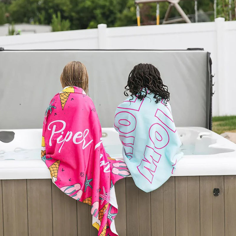 Custom Name Beach Towel with Ice Cream Outside Birthday Vacation Gift