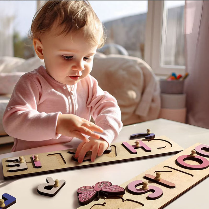 Personalized Name Puzzle With Pegs Toddler wooden Toys Montessori Toys