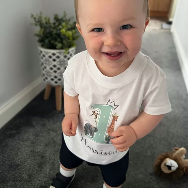 Personalised Safari Jungle theme1st Birthday Party Children's T-shirt