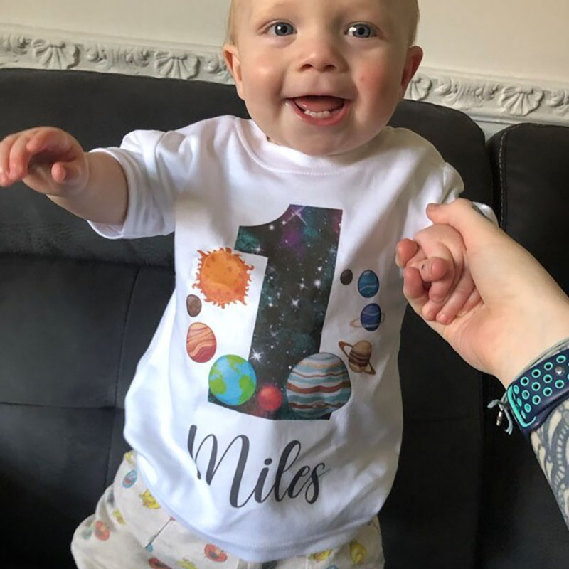Personalised Space Birthday T-shirt Custom Birthday Keepsake T-shirt