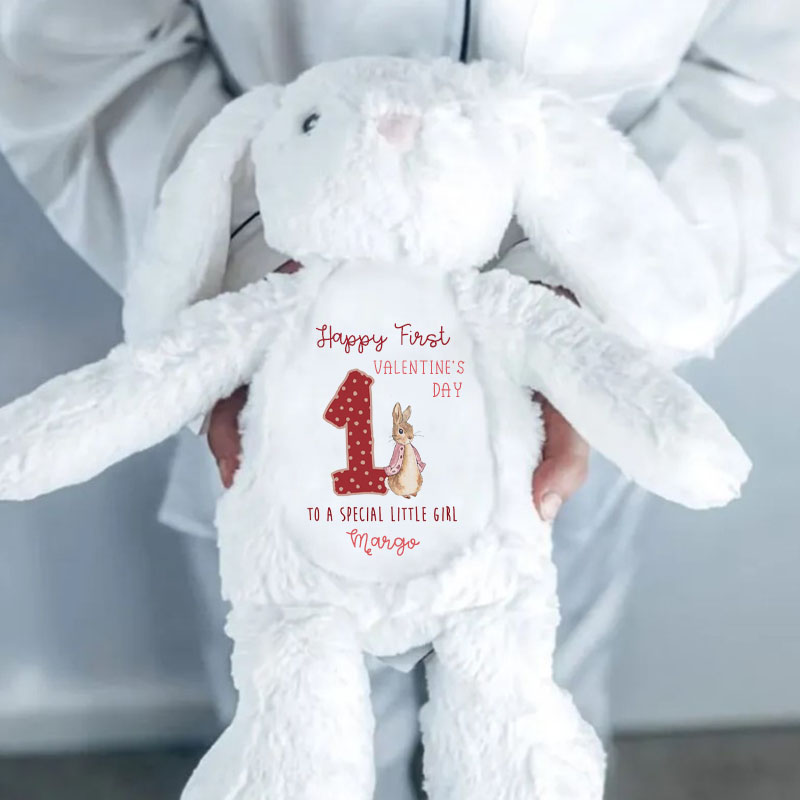 First Baby Boy or Girl Valentine Day Soft Bunny Toy