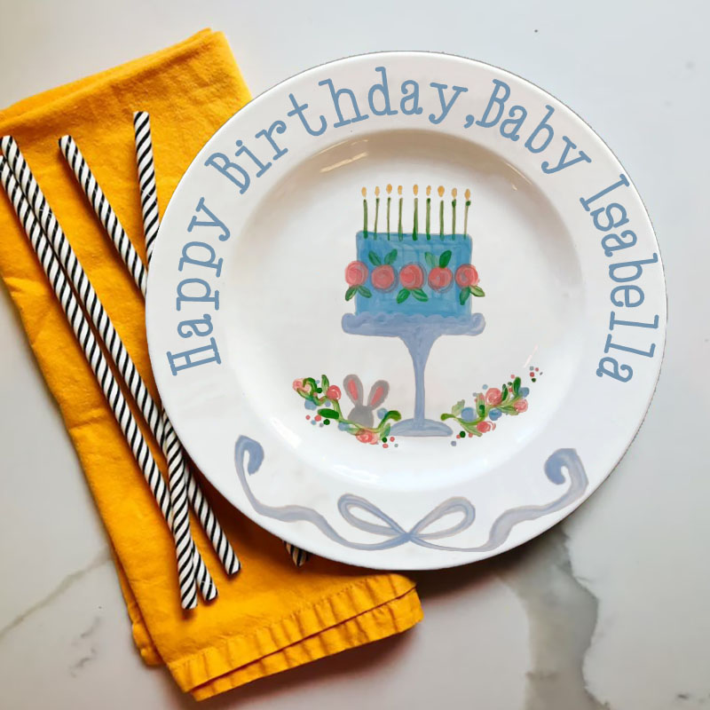 Personalized First Birthday Flowers Plate & Mug Birthday Gift 