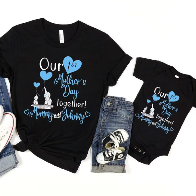 [Adult Tee]Personalized Name Our First Mothers Day Matching Shirt