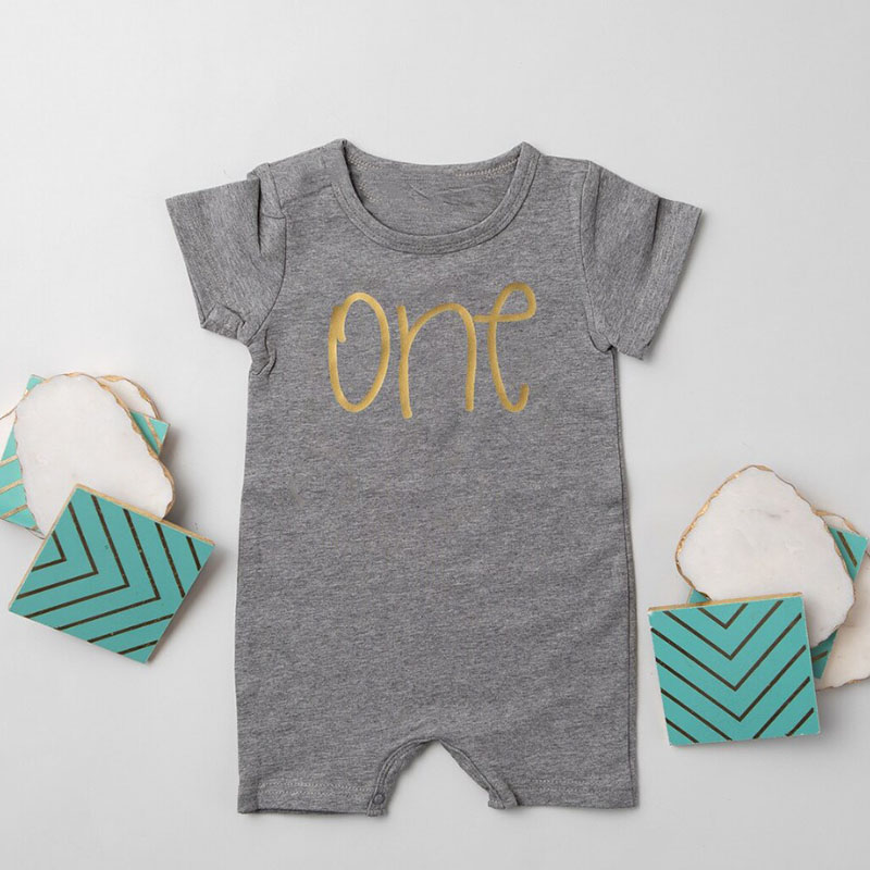 Personalized Minimalist One Gold Shorts Slim Fit Romper
