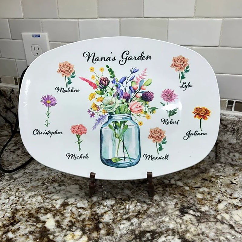 Birth Month Flower Plate Grandparent Gift from Grandkids