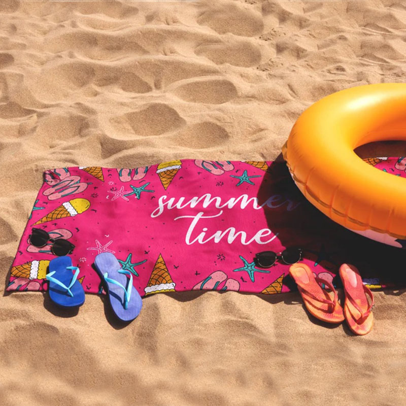 Custom Name Beach Towel with Ice Cream Outside Birthday Vacation Gift