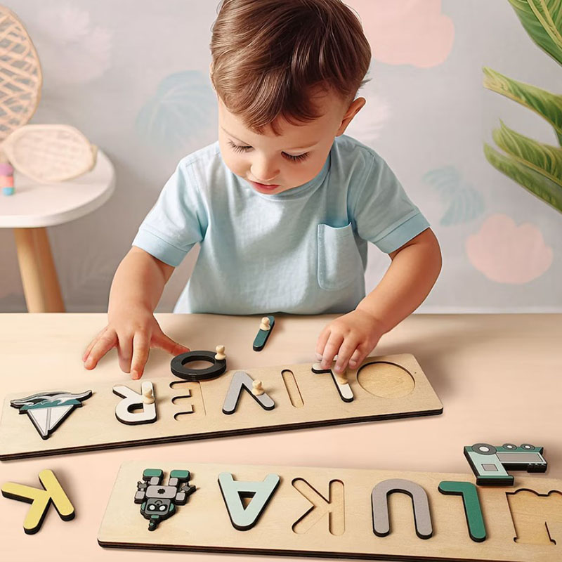Personalized Name Puzzle With Pegs Toddler wooden Toys Montessori Toys