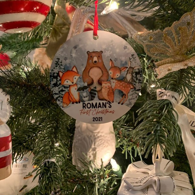 My First Christmas Baby's First Christmas Teddy Bear Birth Stat Ornament