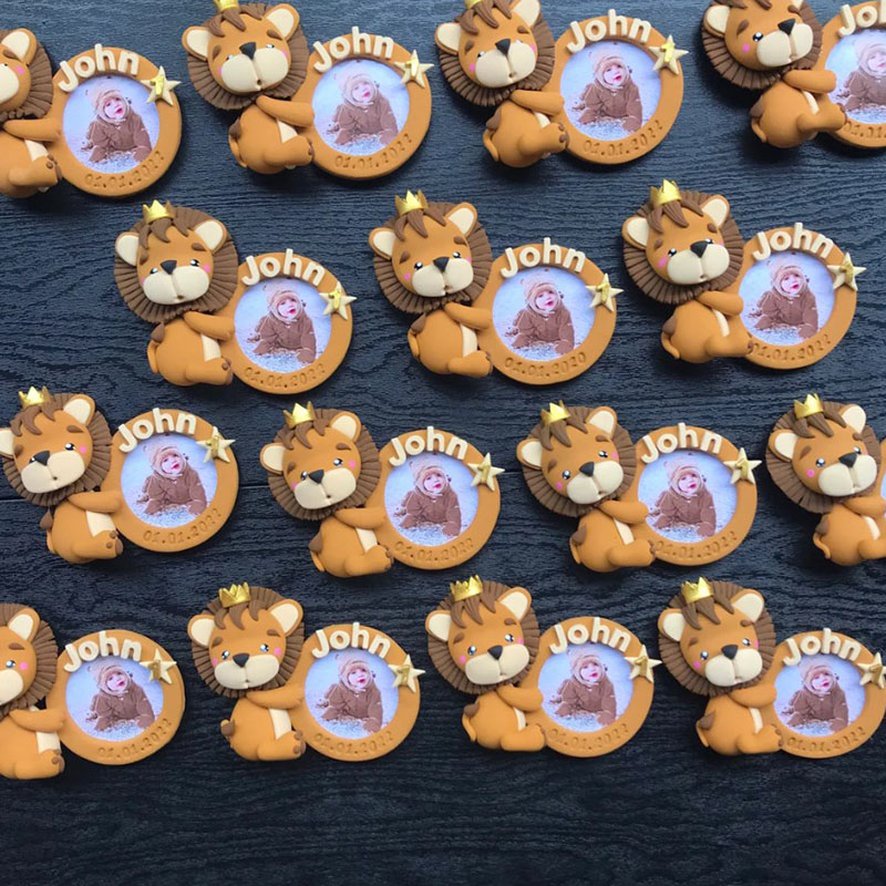 Personalized Baby Gift Peace Lion Clay Frame Lion Baptism Gift