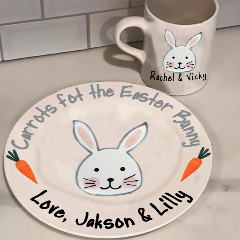 Carrots for the Easter Bunny Personalized Plate & Mug Easter Gift 