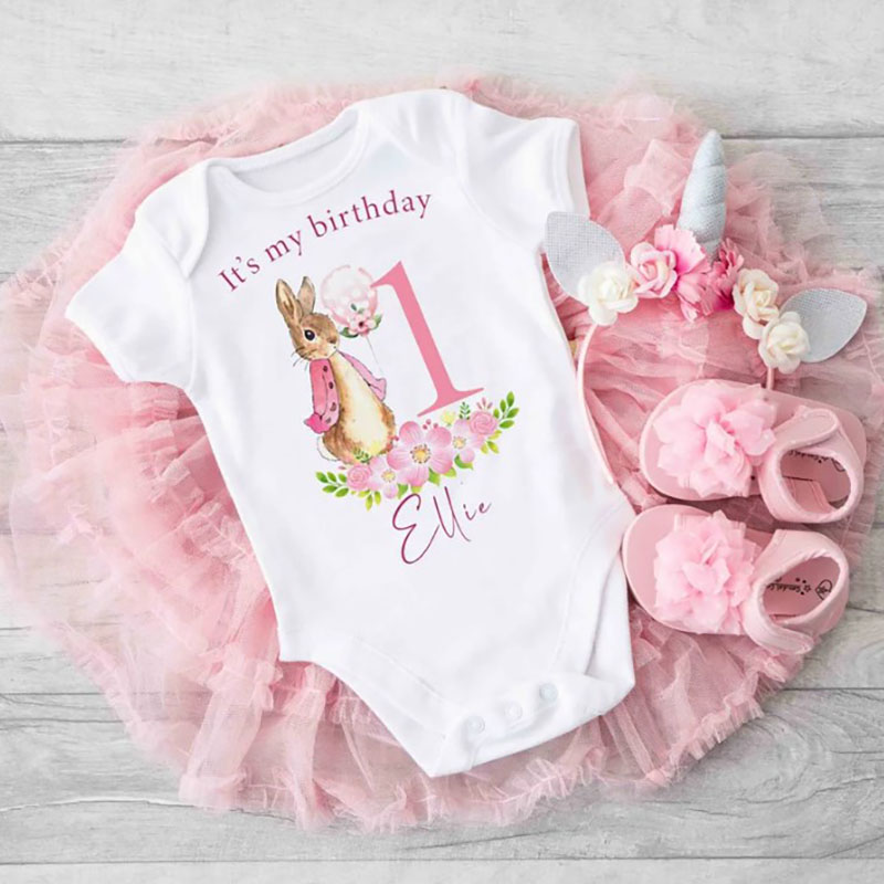 Personalised Flopsy Rabbit Peter Baby Onesie