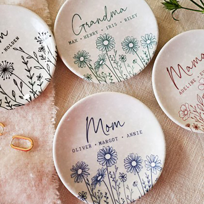 Wildflower Personalized Ring Dish Mothers Day Gift