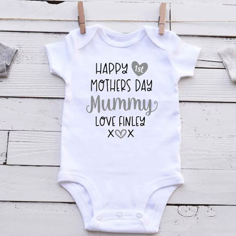Happy First Mothers Day Baby Bodysuit Personalised Gift for Mummy 