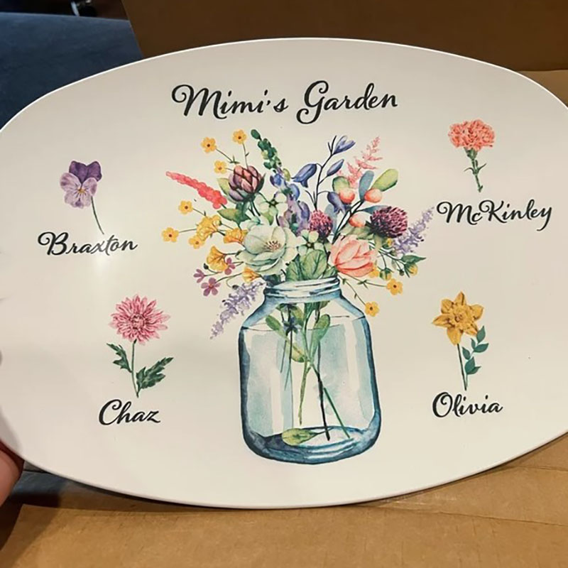 Birth Month Flower Plate Grandparent Gift from Grandkids