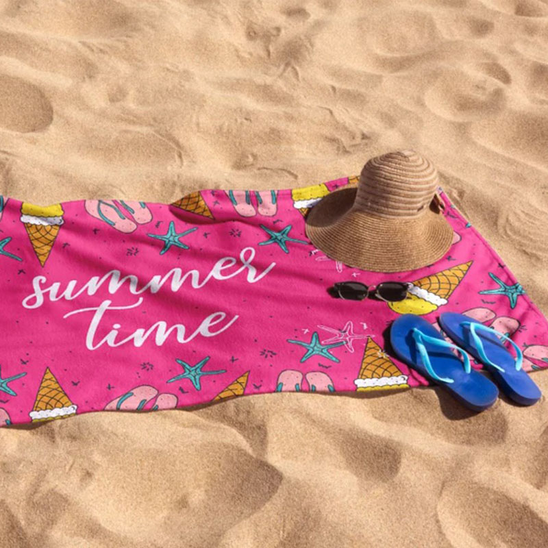 Custom Name Beach Towel with Ice Cream Outside Birthday Vacation Gift