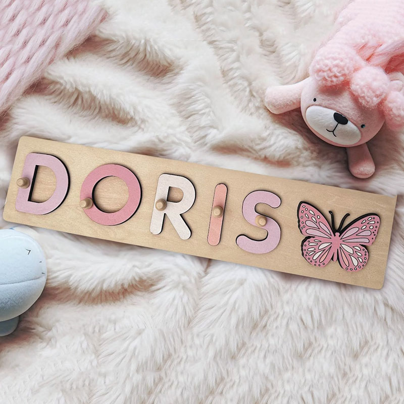 Personalized Name Puzzle With Pegs Toddler wooden Toys Montessori Toys