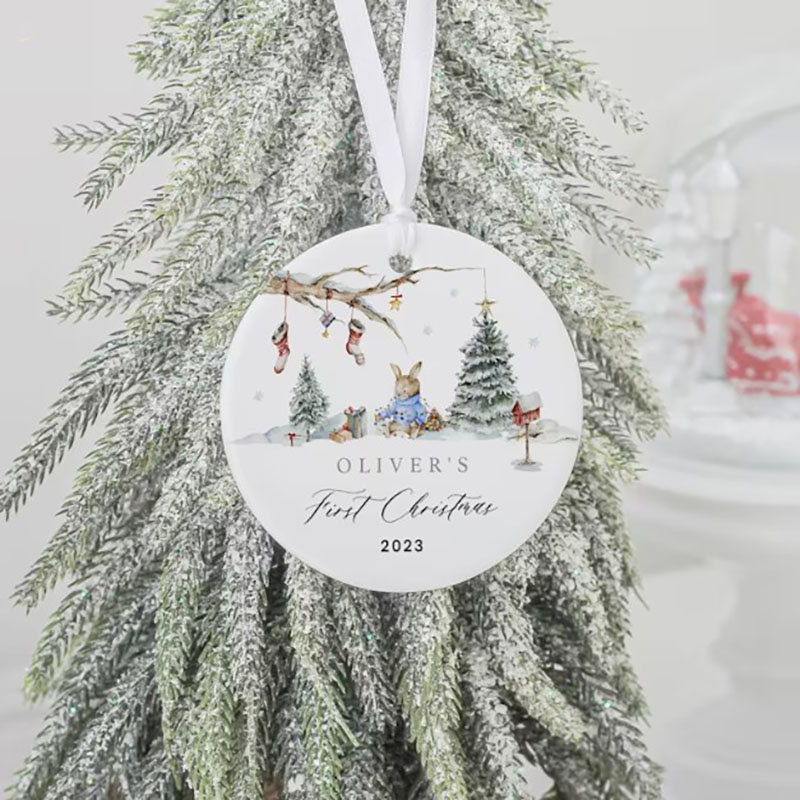 Personalised Baby's 1st Christmas Ornament Baby Bunny Rabbit Decoration