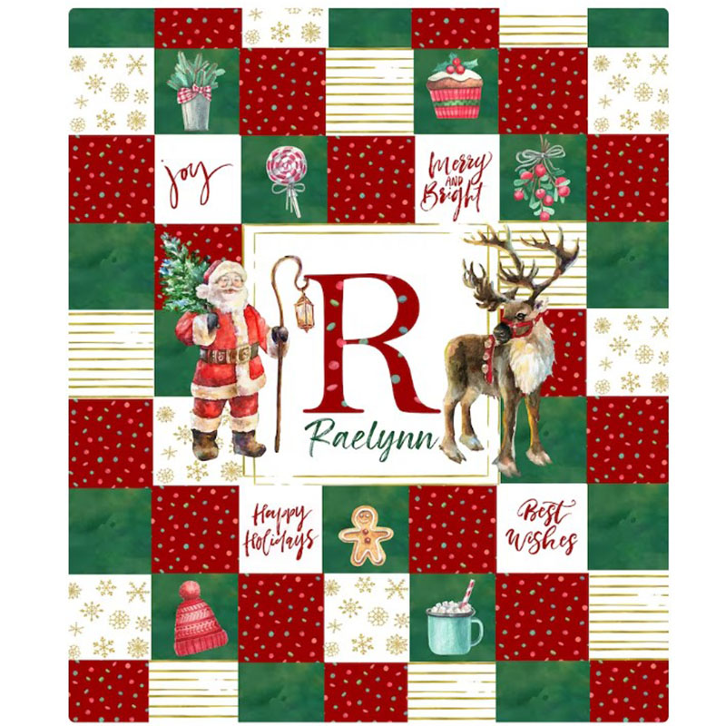 Monogrammed Throw Personalized Blanket Christmas Gift Idea Santa Personalized Blanket