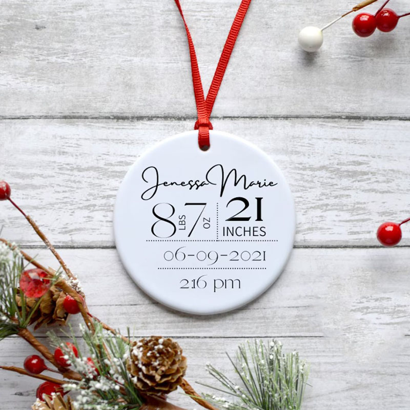 My First Christmas Baby's First Christmas Teddy Bear Birth Stat Ornament