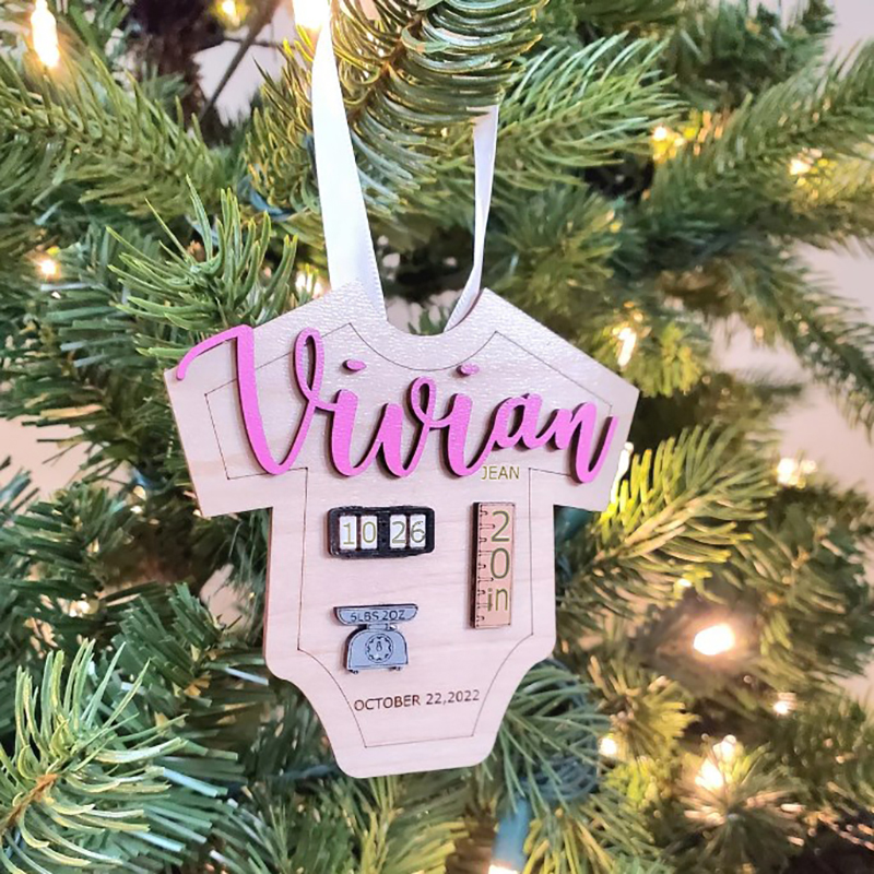 Custom Baby Ornament with Name Weight Time of Birthday Length and Date