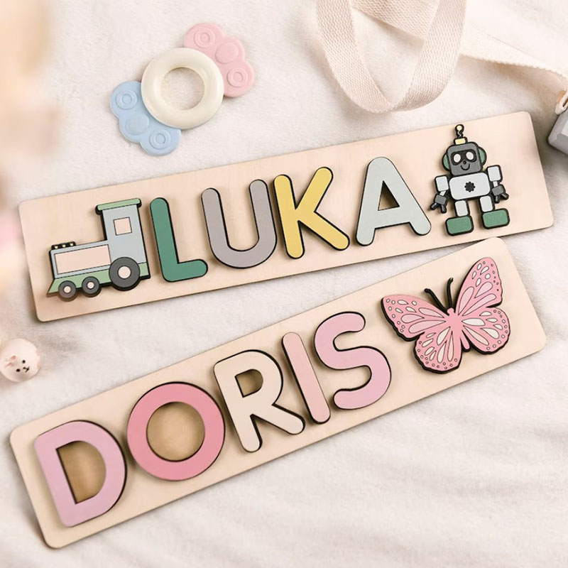 Personalized Name Puzzle With Pegs Toddler wooden Toys Montessori Toys