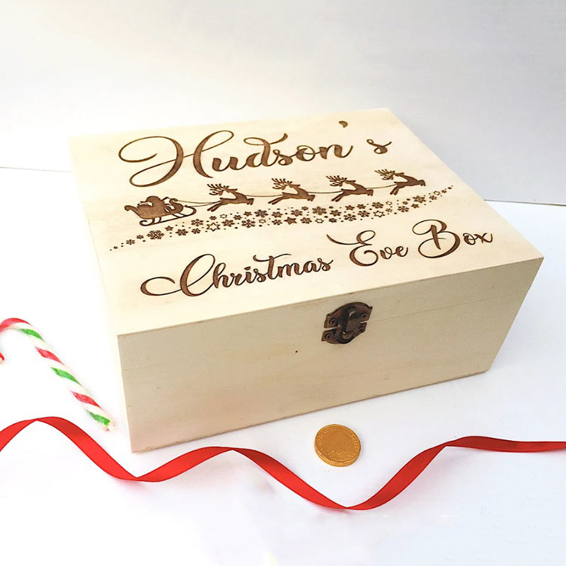 Personalised Santa Sleigh Box Christmas Eve Box, Tree Keepsake Box