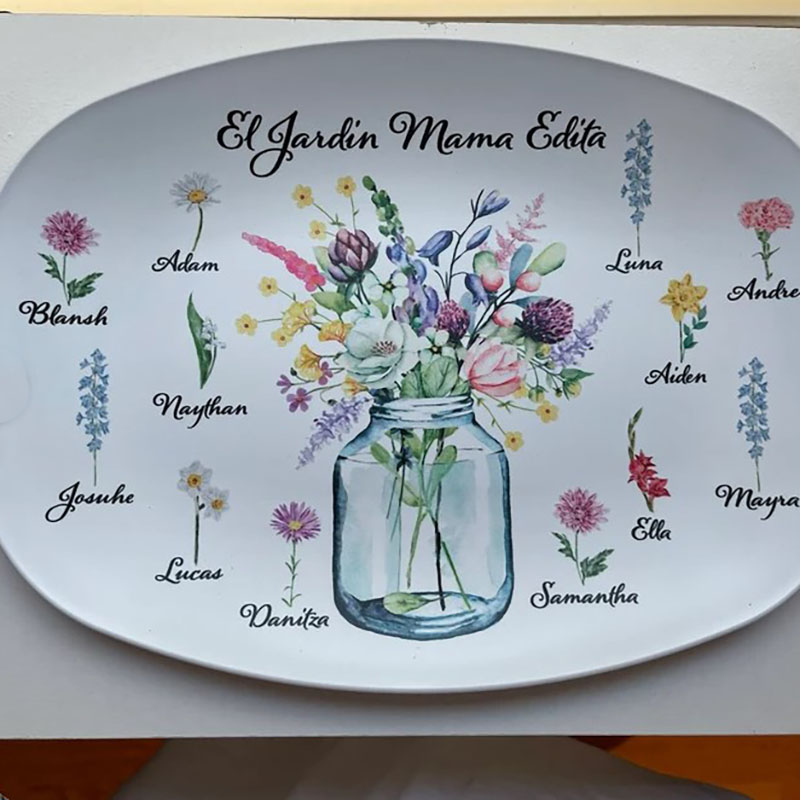 Birth Month Flower Plate Grandparent Gift from Grandkids