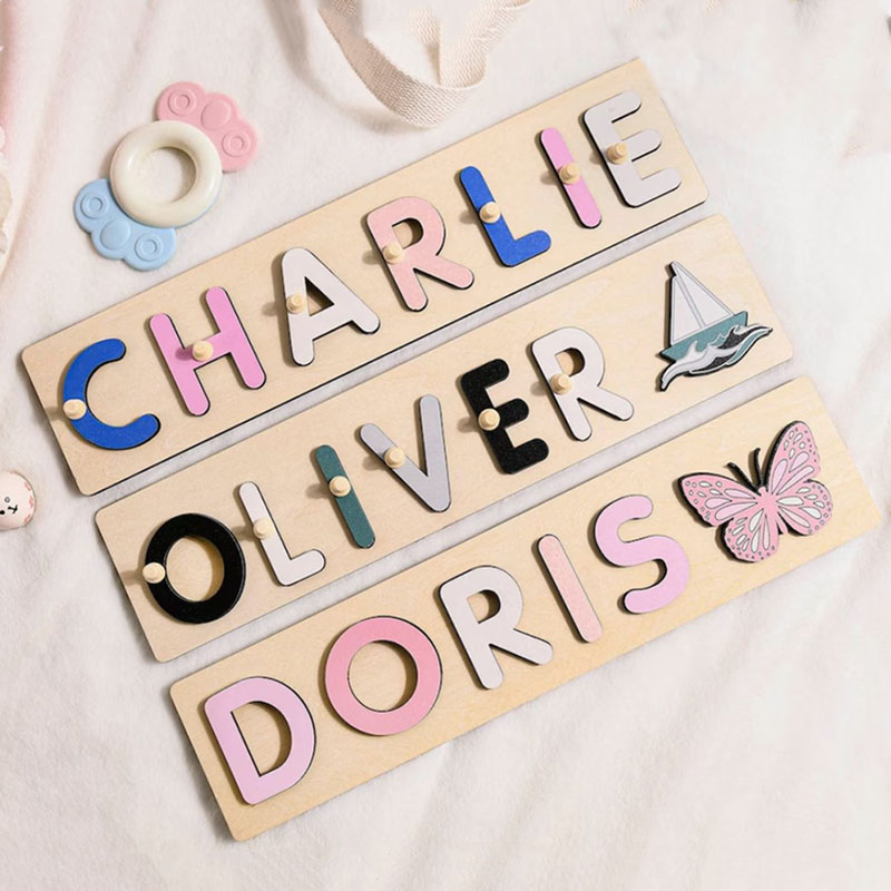 Personalized Name Puzzle With Pegs Toddler wooden Toys Montessori Toys