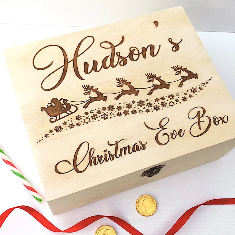 Personalised Santa Sleigh Box Christmas Eve Box, Tree Keepsake Box