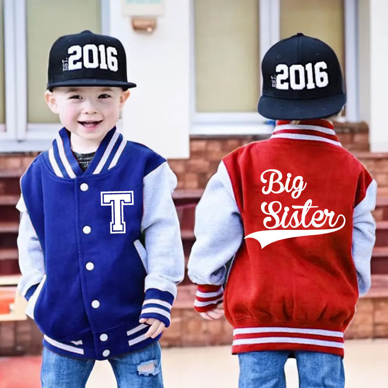 Personalized Varsity Jacket for Big Bro Lil Sis Custom Sports Jacket