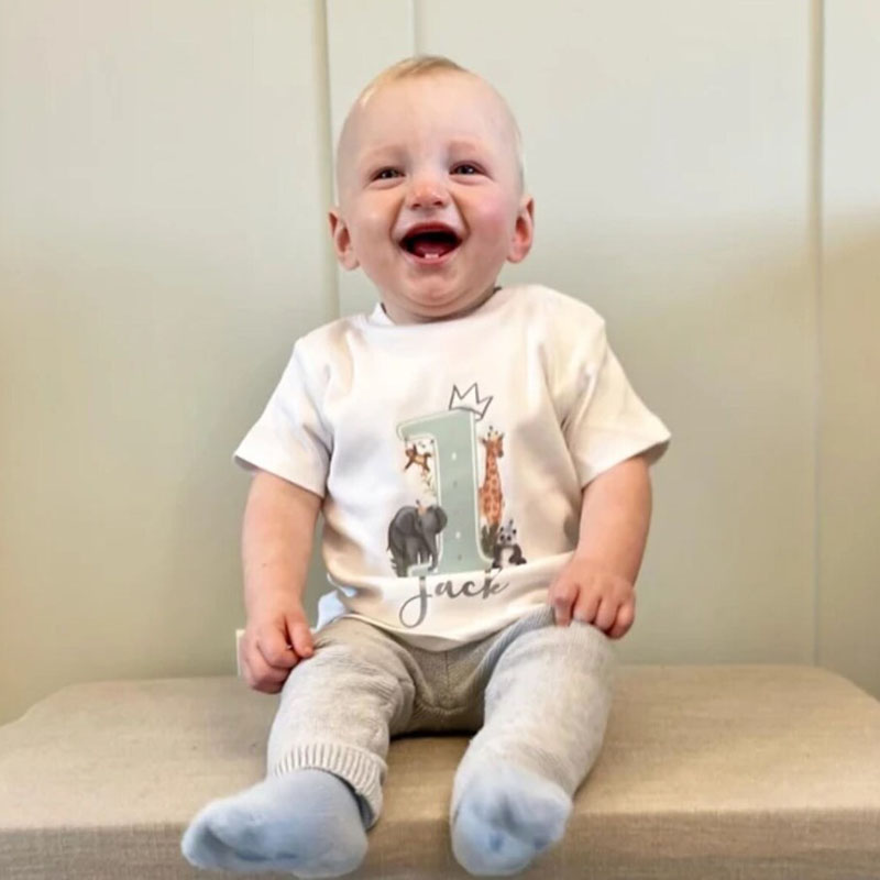 Personalised Safari Jungle theme1st Birthday Party Children's T-shirt