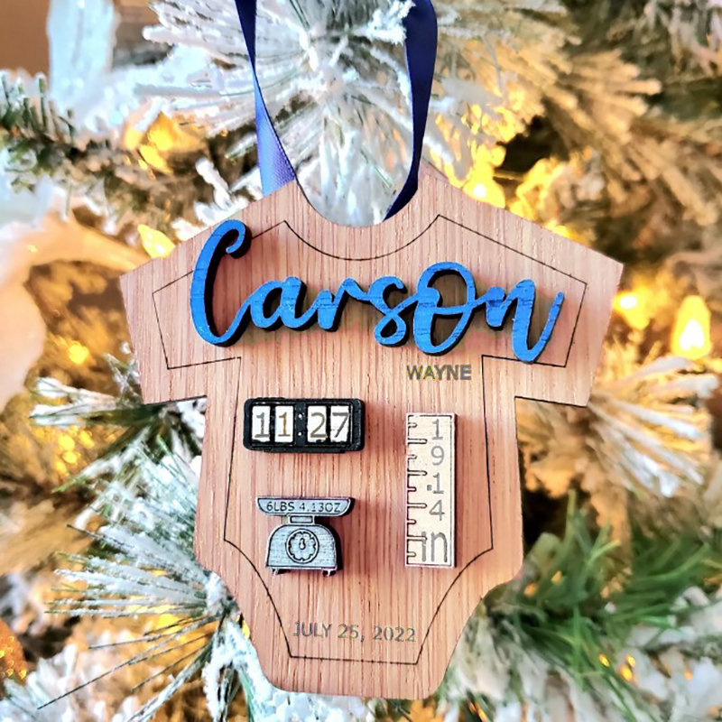 Custom Baby Ornament with Name Weight Time of Birthday Length and Date