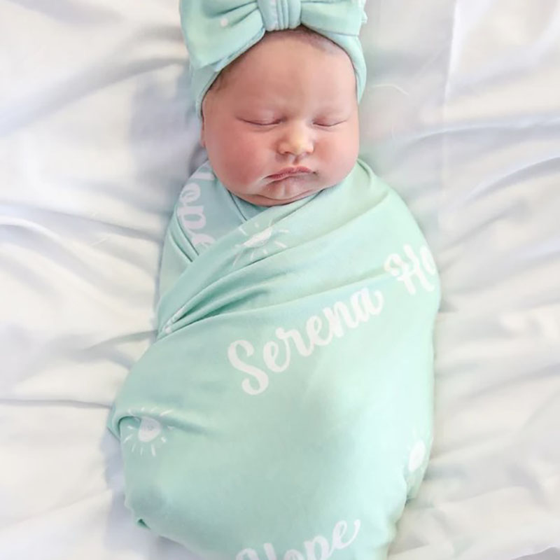 Personalized Newborn Swaddle Baby Name Blanket