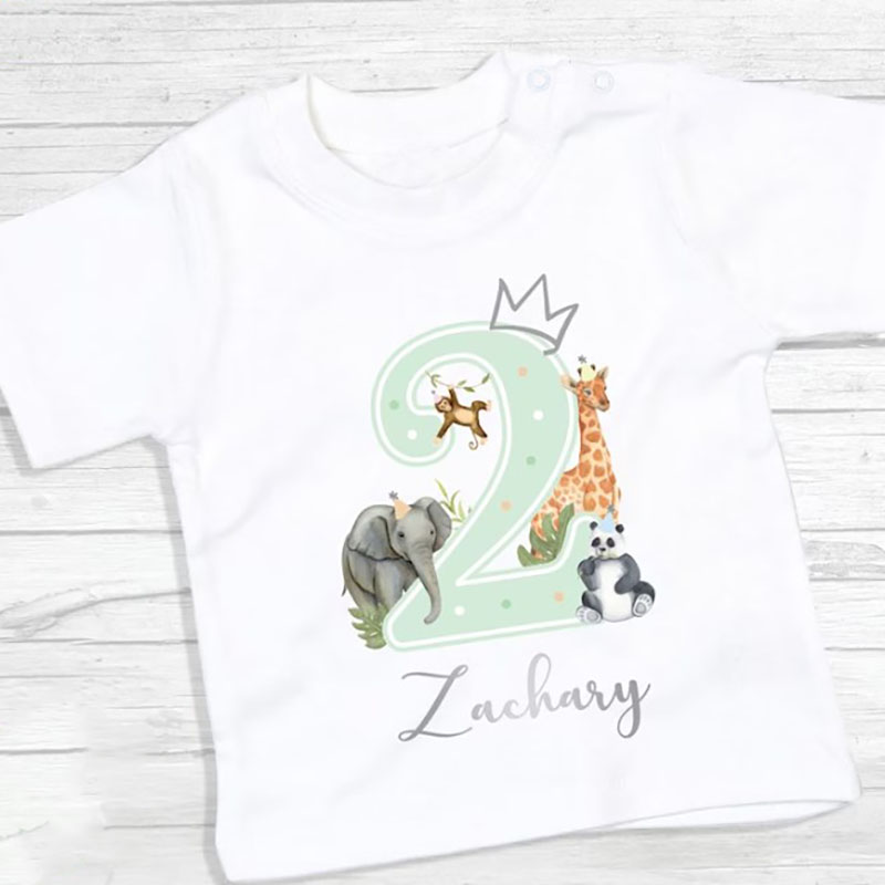 Personalised Safari Jungle theme1st Birthday Party Children's T-shirt