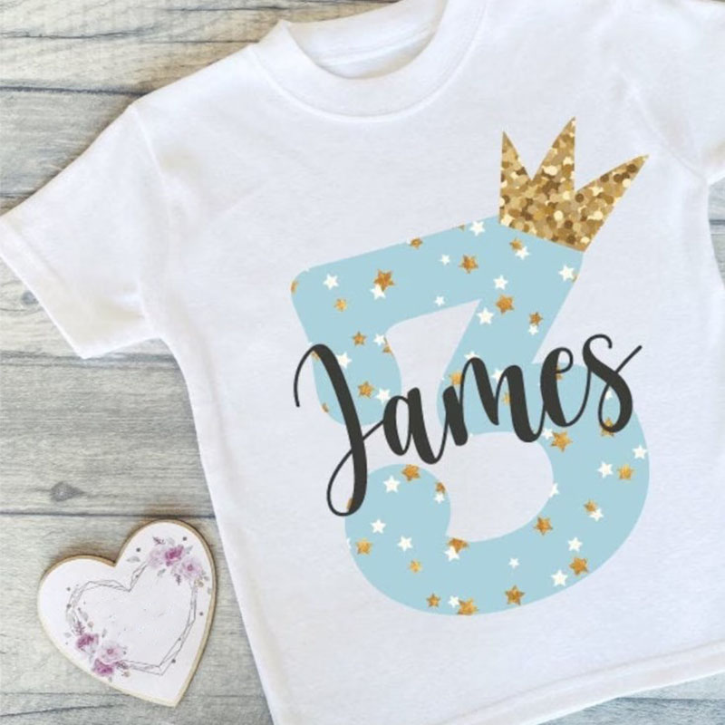 Personalised Crown Birthday T-shirts Custom Birthday Keepsake T-shirt