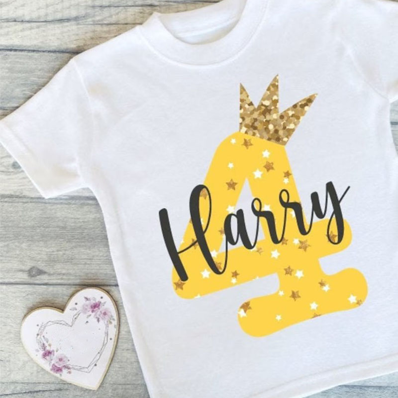 Personalised Crown Birthday T-shirts Custom Birthday Keepsake T-shirt