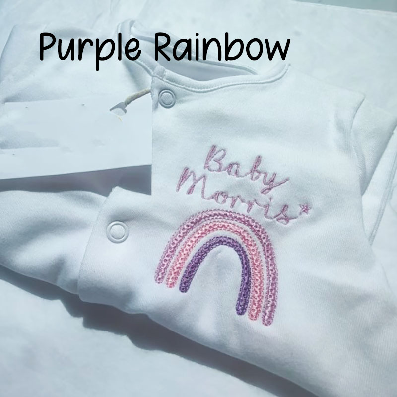 Embroidered Personalised Rainbow Sleepsuit Newborn Coming Home Outfit