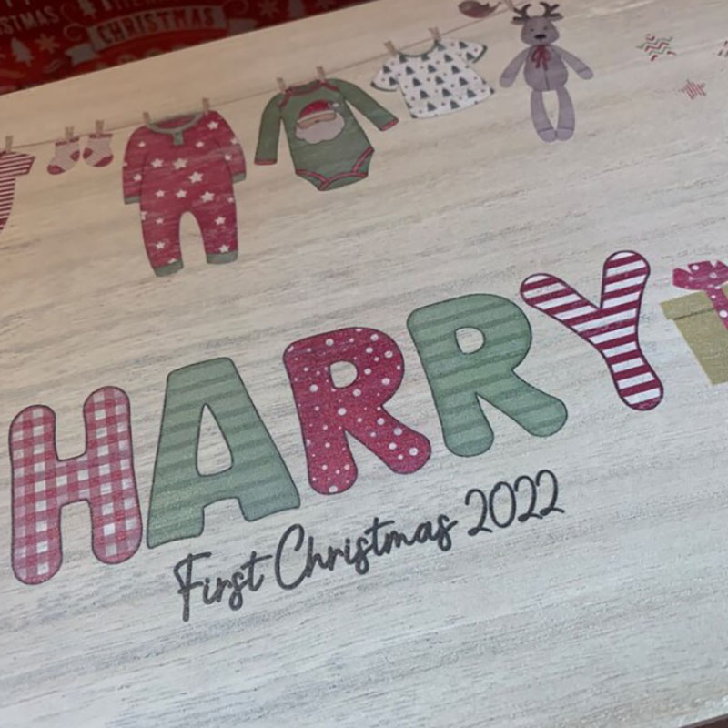 1st Personalised Bodysuit Toy Wooden Christmas Eve Box