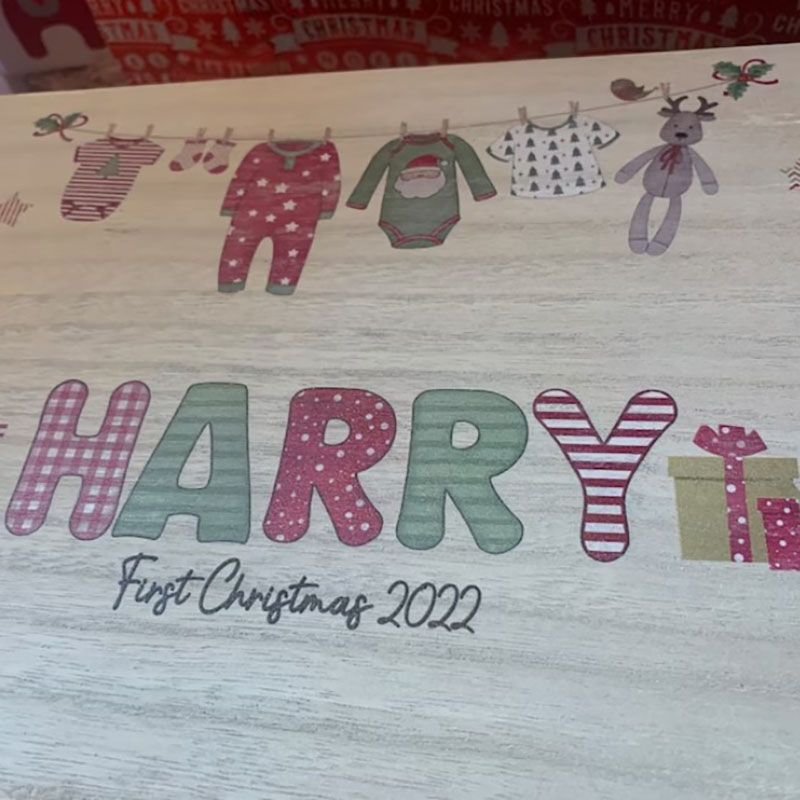 1st Personalised Bodysuit Toy Wooden Christmas Eve Box