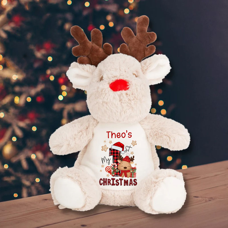 My 1st Cute Reindeer Christmas Personalised Soft Reindeer Toy Gift