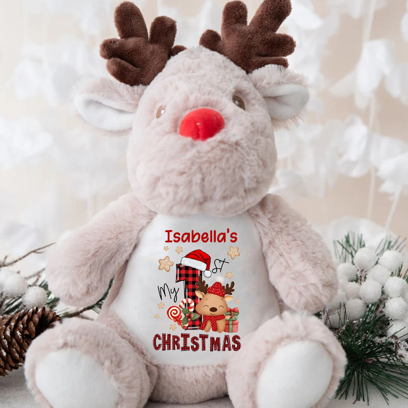 My 1st Cute Reindeer Christmas Personalised Soft Reindeer Toy Gift