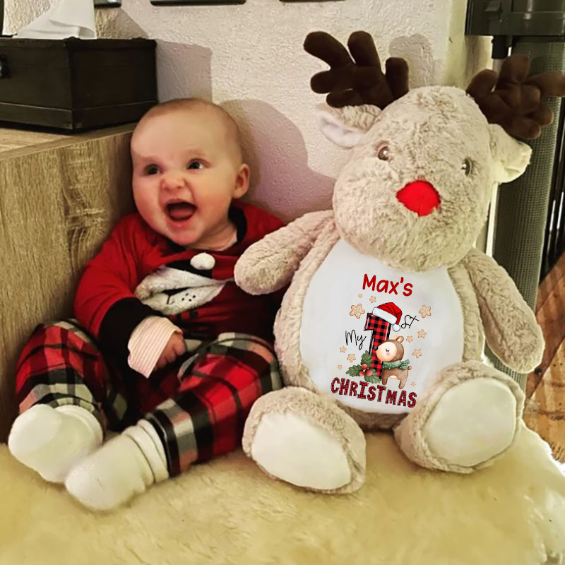 My 1st Cute Reindeer Christmas Personalised Soft Reindeer Toy Gift