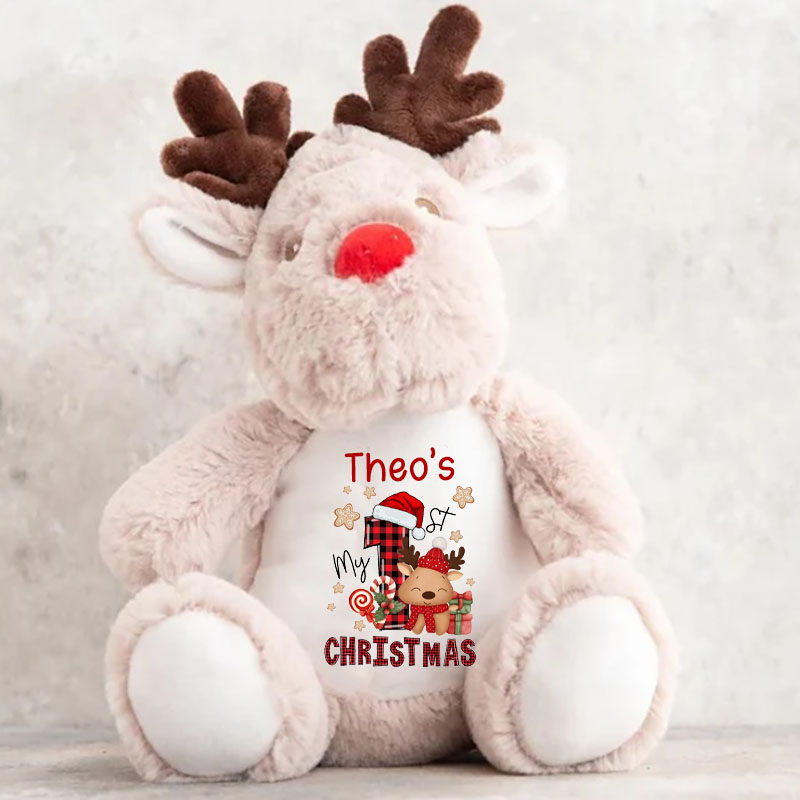 My 1st Cute Reindeer Christmas Personalised Soft Reindeer Toy Gift
