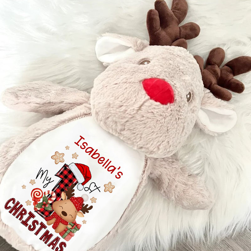 My 1st Cute Reindeer Christmas Personalised Soft Reindeer Toy Gift