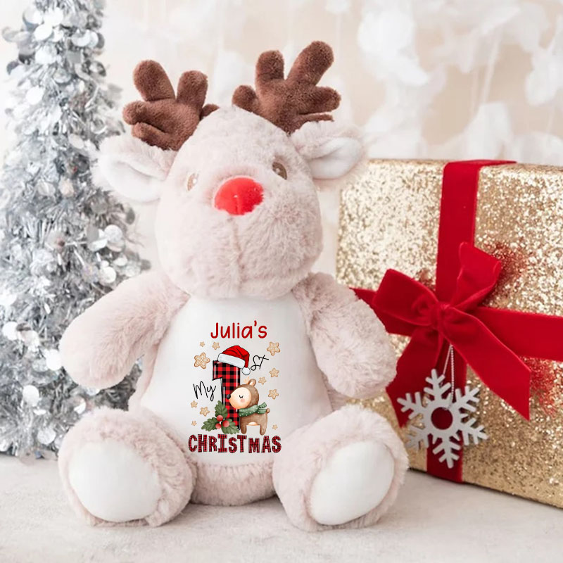 My 1st Cute Reindeer Christmas Personalised Soft Reindeer Toy Gift