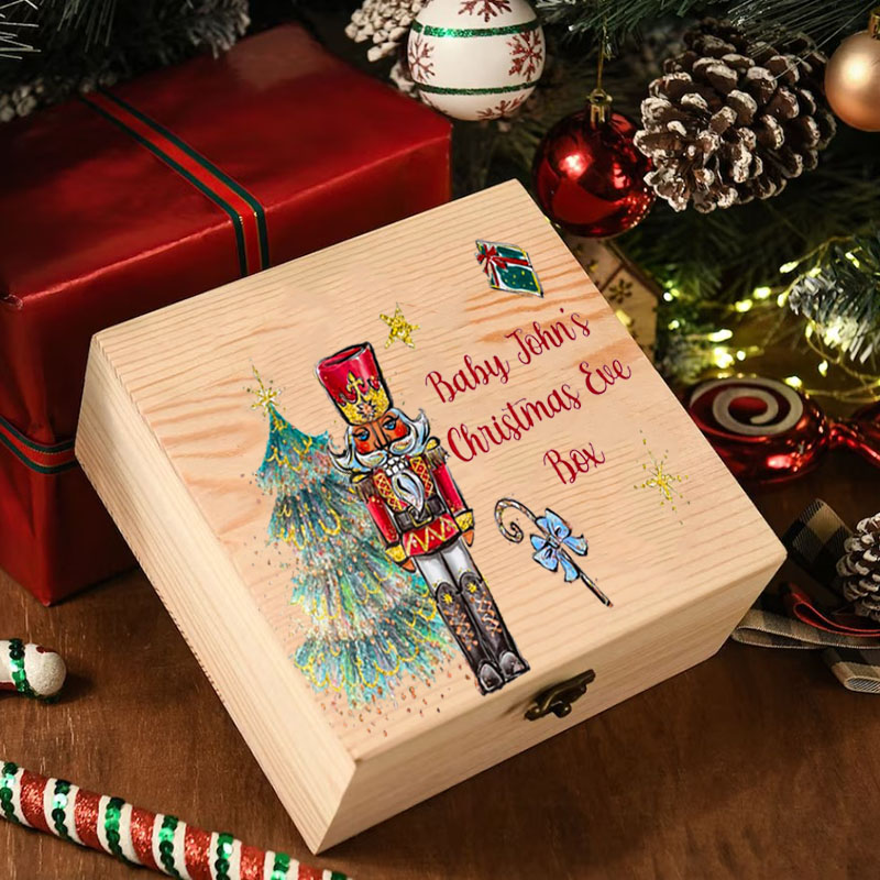 Nutcracker Personalised Birth Wooden Christmas Eve Box
