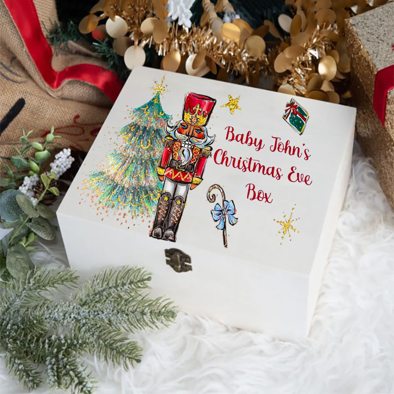 Nutcracker Personalised Birth Wooden Christmas Eve Box