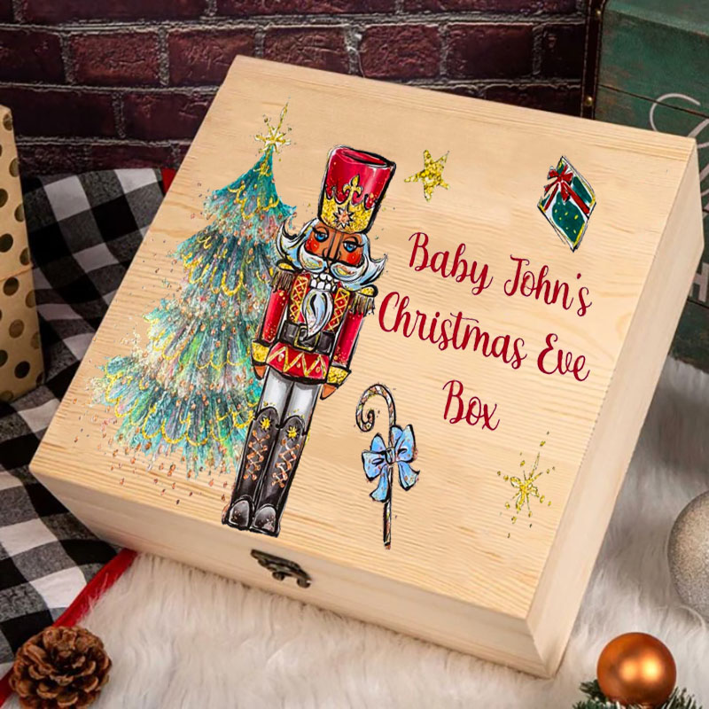 Nutcracker Personalised Birth Wooden Christmas Eve Box